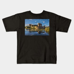 Caerphilly Castle in Wales South Facing Walls Kids T-Shirt